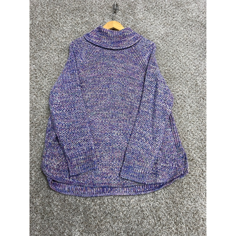 John Paul Richard Woman Purple Multi Space Dye Cowl Neck Knit Sweater 1X